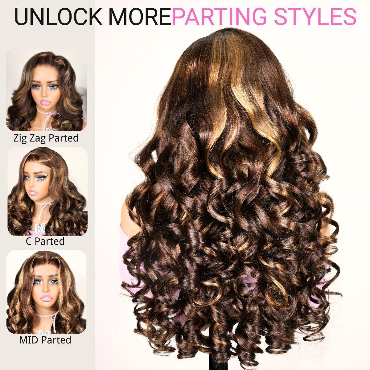 [Free Upgraded 7x6 Side Part] Menglle Hair Honey Blonde Highlight 200% Density 7X6 Lace Front Wig Pre Cut Lace Ready to Go Human Hair Wigs Medium Cap Size#greenish#TikTokShopSpringGlowUp