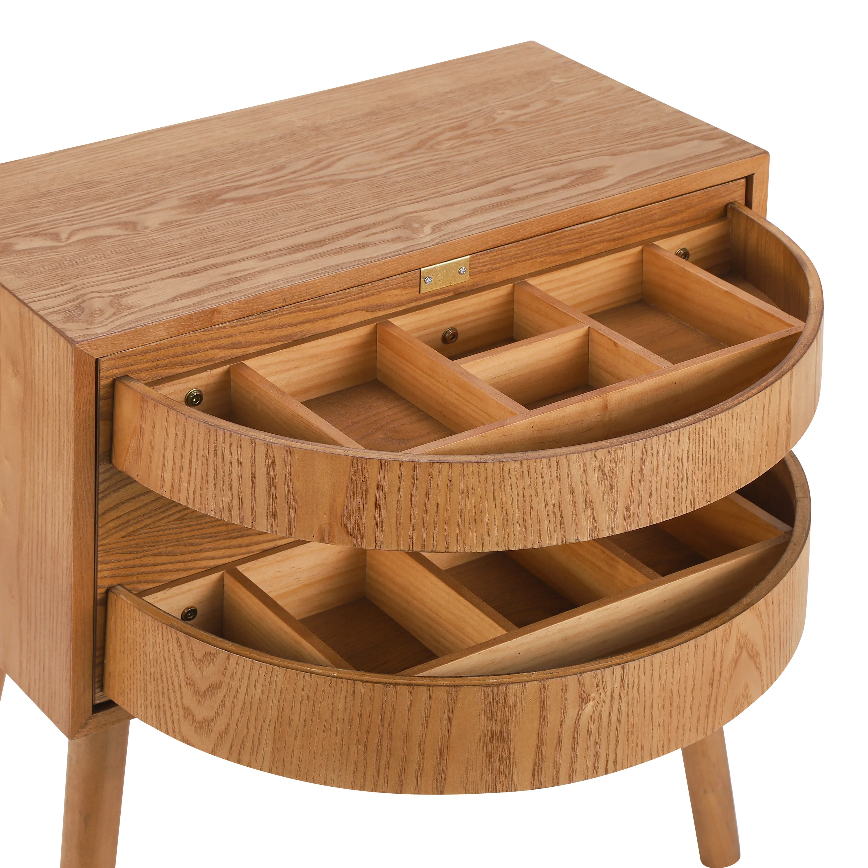 Rotating Hidden Compartment Nightstand with Rattan Panel, Mid Century ...