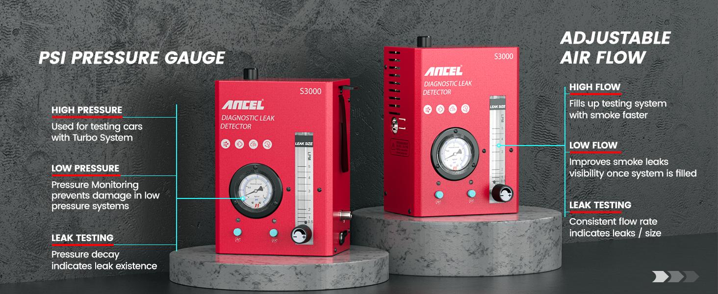 ANCEL S3000 Automotive Smoke Machine with Built-in Air Compressor Professional Leak Detector for EVAP Vacuum Fuel & More Car Vehicle Leak Testing