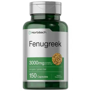 Horbäach Fenugreek Capsules 3000 mg | 150 Count | Non-GMO & Gluten Free Extract | Fenugreek Seeds