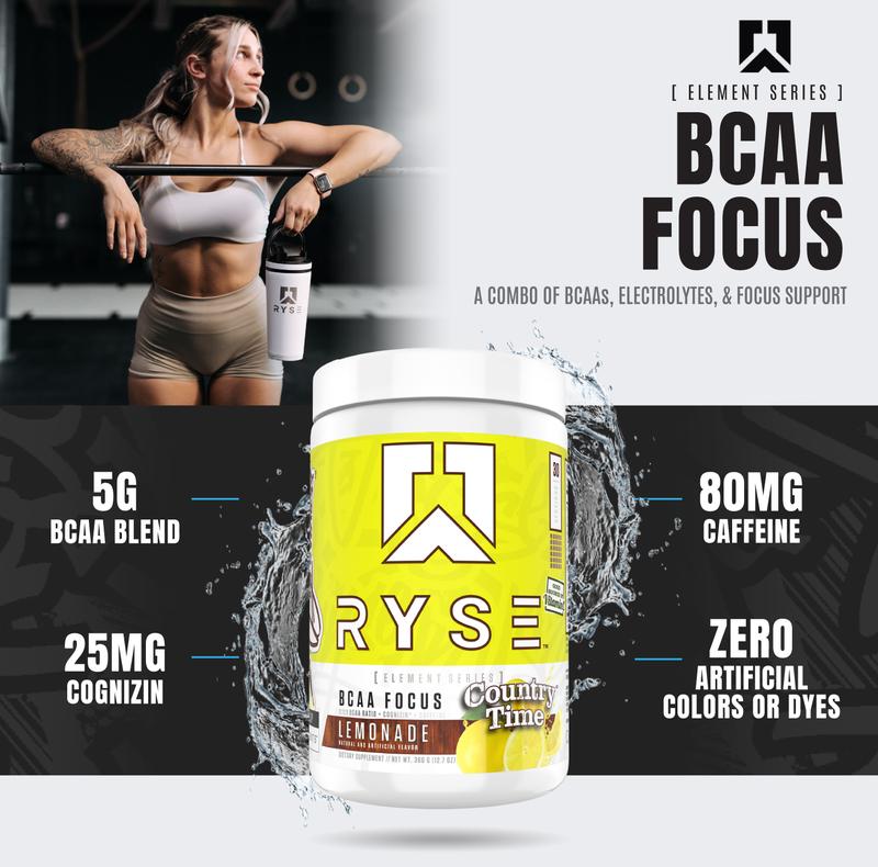 RYSE BCAA Focus Powder for Men and Women - BCAA Energy Supplement with Electrolytes, Natural Caffeine & Cognizin Supports - 30 Servings RYSE BCAA Focus Powder for Men and Women - BCAA Energy Supplement with Electrolytes, Natural Caffeine & Cognizin Supports - 30 Servings