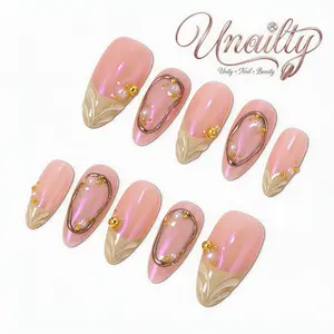 Unailty | Matcha Cream | Professional Salon-Quality Handmade Press-On Nails | High-Strength & Durable | Reusable