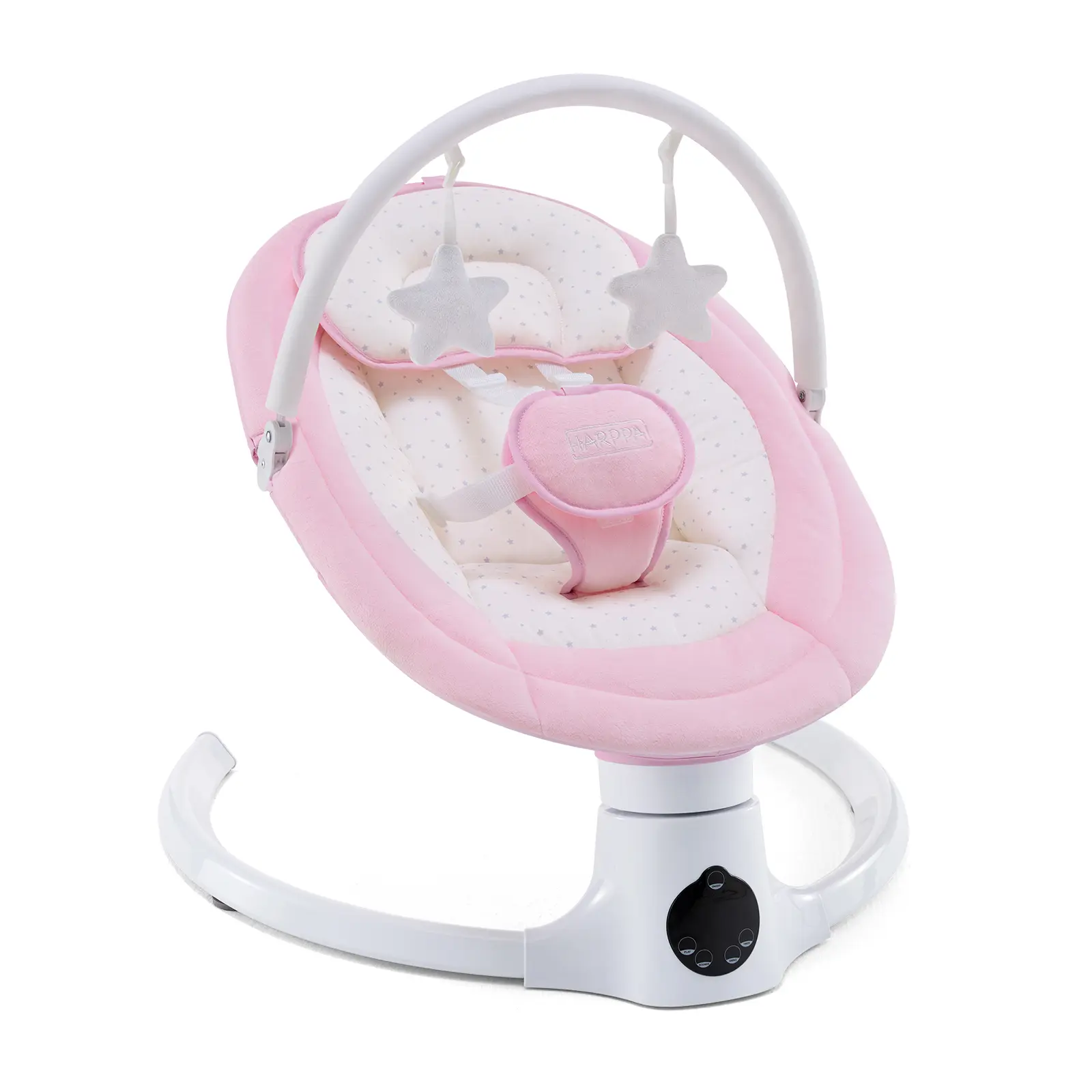 [ backtoschool ]HARPPA Compact Electric Baby Swing with Music Speaker, Newborn Bouncer & Rocking Chair, Foldable Bassinet for Baby with Harness, 5 Adjustable Speeds