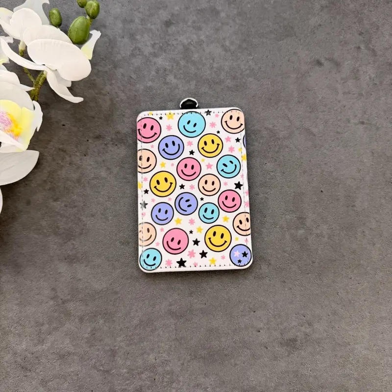 Custom ID Card Holder, Smiley PU Leather Badge Holder, Id Card Holder,Personalized  Badge Holder For Office, School Teacher, Badge Holders
