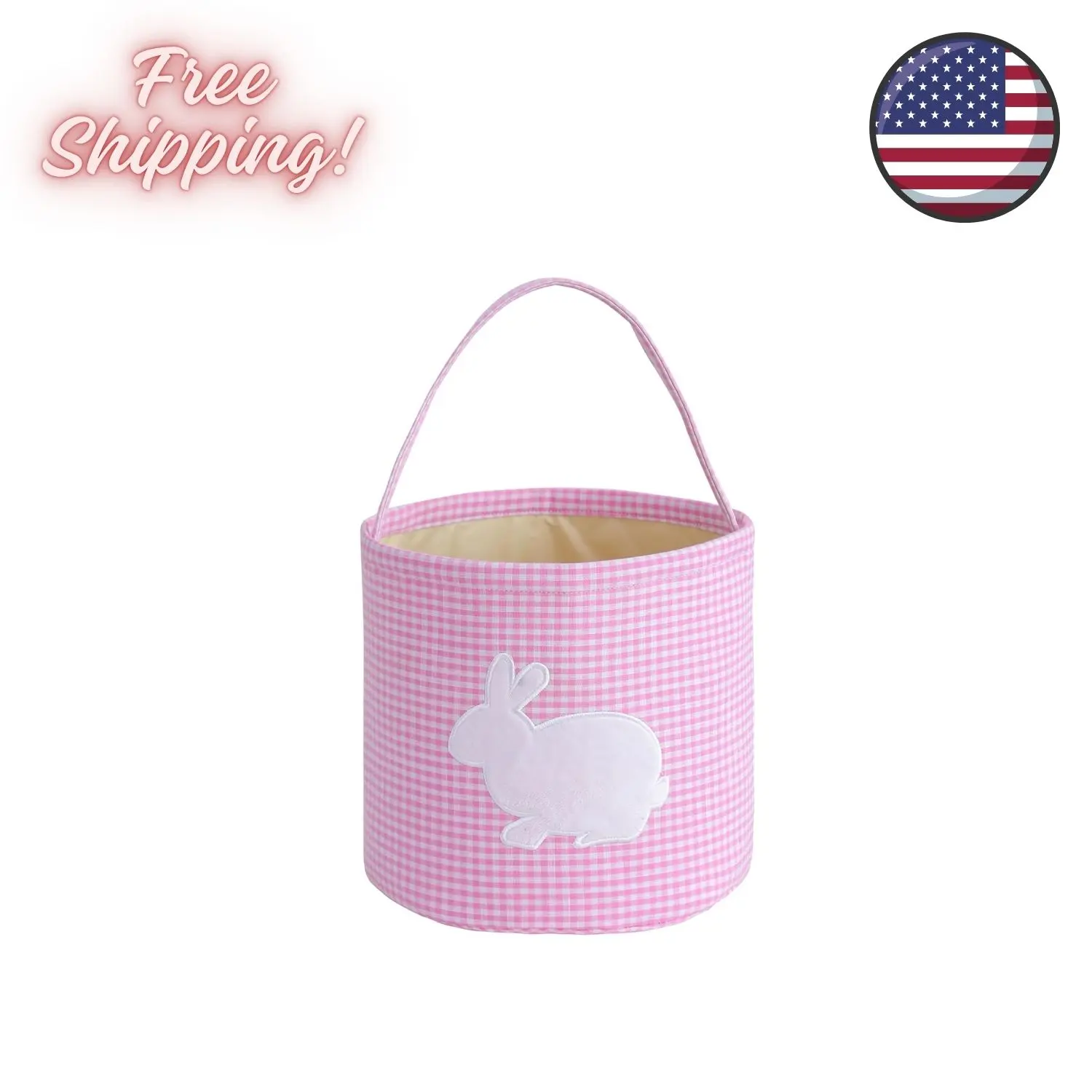 Classic Gingham Bunny Easter Basket (Pink)