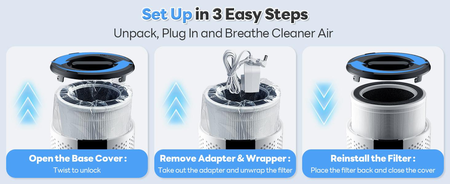 【2026 New Arrivals】Air Purifiers for Home Large Room up to 1800 Ft², Air Purifiers for Bedroom 360° Air Intake with Smart Auto Mode, HEPA Air Purifier, Air Cleaner for Smoke PoIIen Pet Dander, HAP609