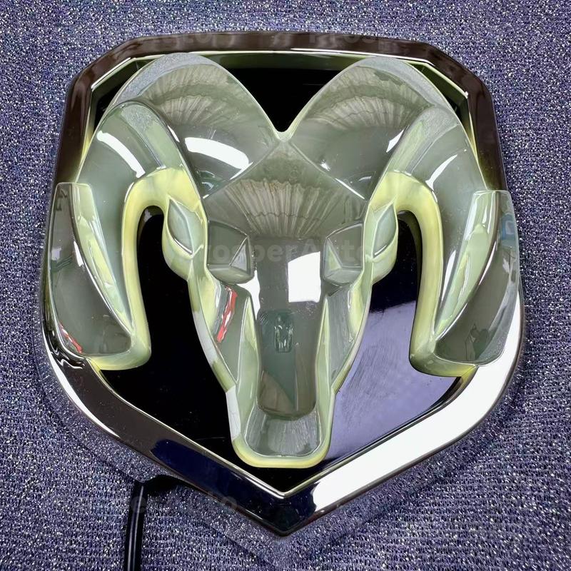 Applicable to Dodge Ram Kuwei Kubo Led Luminous withLight Modified Ram Head Standard Bumper Stickers RearCar Badge Car Mark Dodge Ram glowing emblem