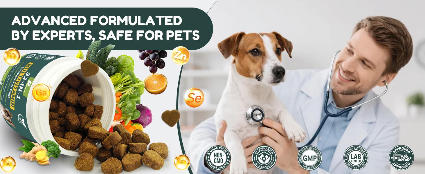 2Pack-Dog Chewable with Glucosamine & MSM, Omegas 3 & 6, Probiotics, Dog Vitamins and Supplements for Hip & Joint Health, Skin & Coat, Immune Boost & Overall Natural Health 120 Soft Chews cat Multivitamin