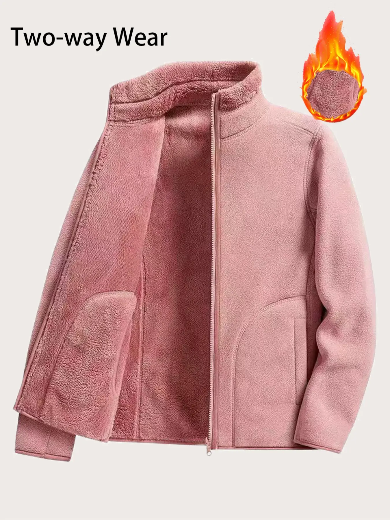 Women Soft Polar Fleece Fabric Long Sleeves Outerwear Jacket, Lightweight Warm Casual Fall Winter Daily Outer Coat, Comfortable and Stylish Women's Clothing