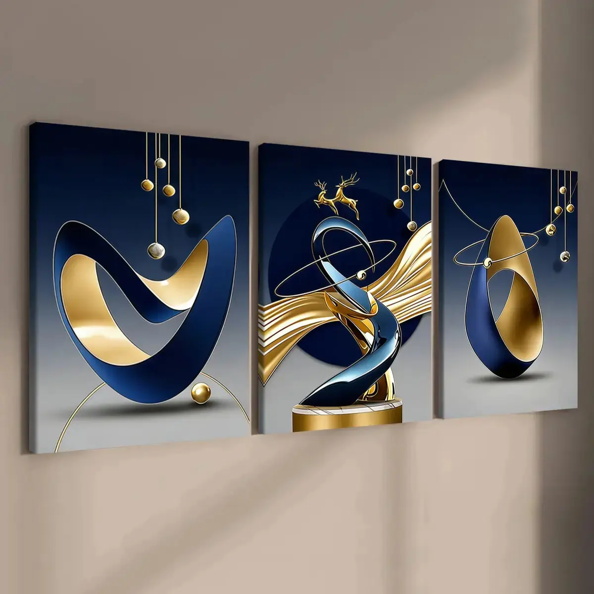 3PCS Modern Wooden Unframed Canvas Prints - Artistic Abstract Pattern, HD Waterproof Wall Artwork, Ready-to-Hang Living Room & Bedroom Decor, Ideal Home Inspo Gift (Home Supplies, Posters & Prints), House Decor