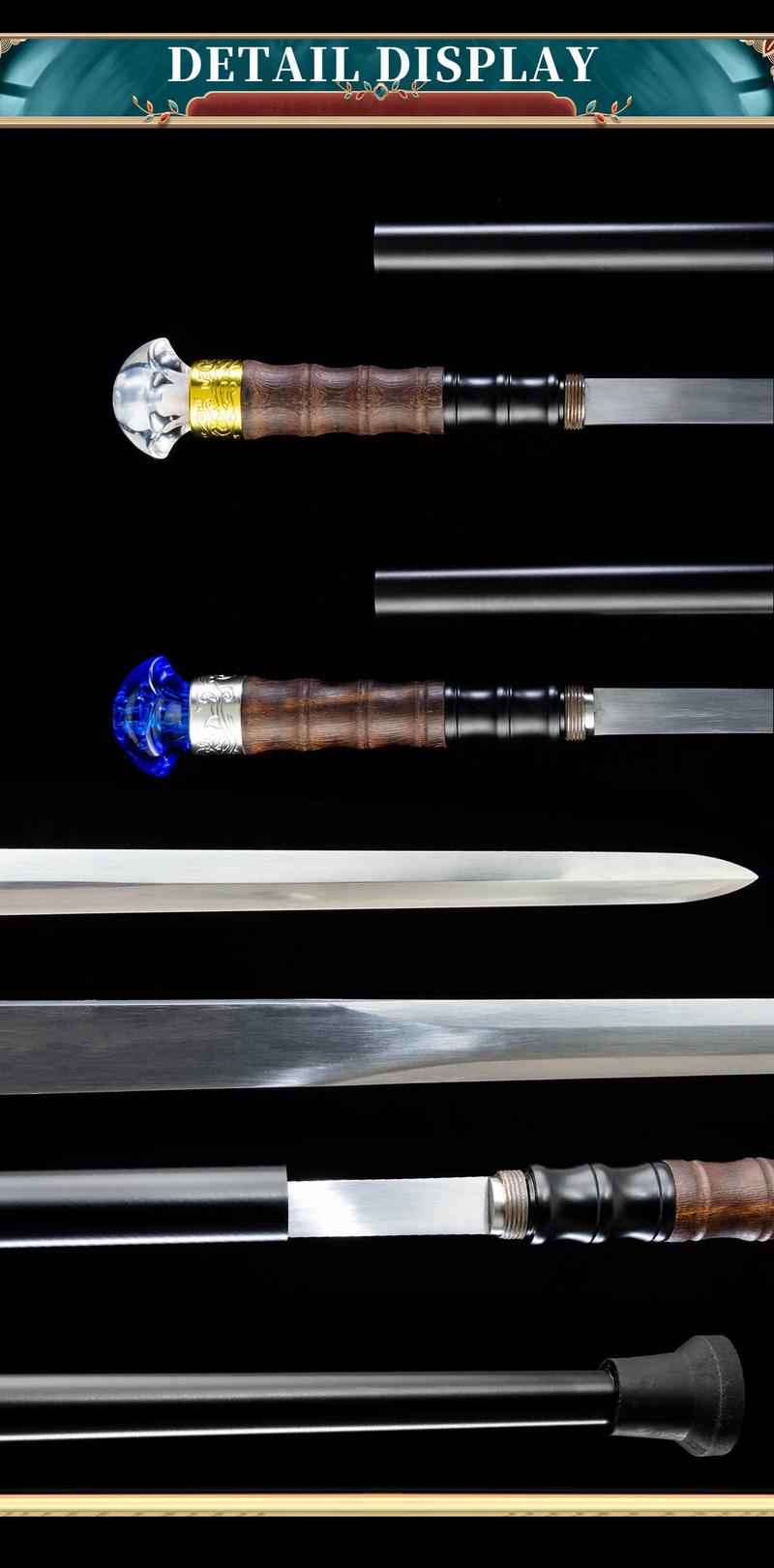 Authentic1060 High Carbon Steel Heat-Tempered Hand-Forged Blue Diamond Scepter - Multifunctional SwordCane With Unique Diamond-Shaped Handle, Stylish &Durable, Fashion Decorative Wand Gent Leman Elegant,Cosplay, The Best Gift