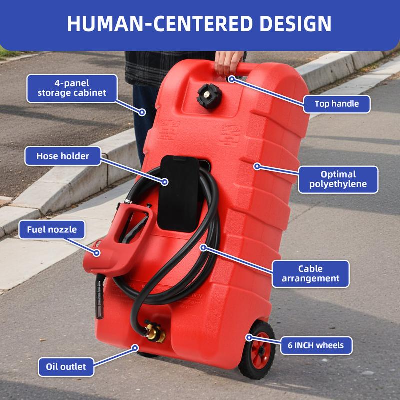 OEDRO Fuel Caddy 15 Gallon, Fuel Transfer Tank, Portable Gasoline Diesel Fuel Tank with Manual Transfer Nozzle, Diesel Fuel Container, Red