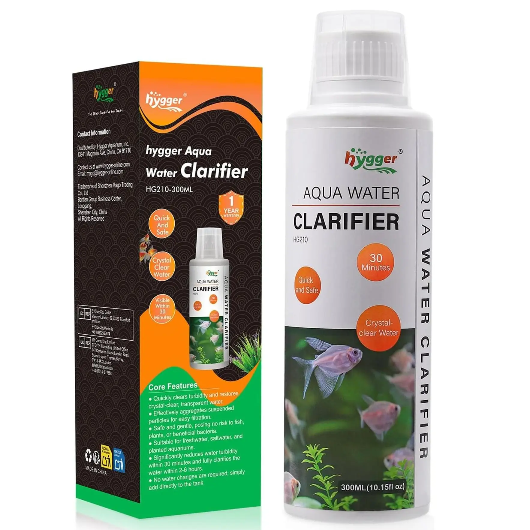 hygger Aquarium Water Clarifier, Water Clarifier for Fish Tank, Clears Cloudy Water for Freshwater and Saltwater Tanks