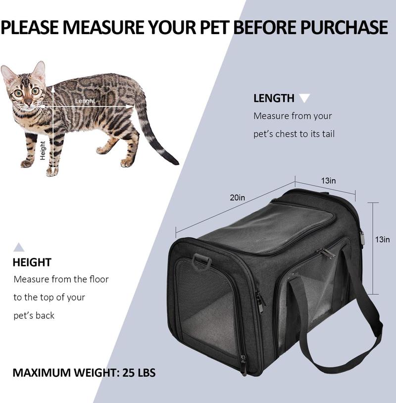 COZPAW Large Cat Carriers Dog Carrier Pet Carrier for Large Cats Dogs Puppies up to 25Lbs, Big Dog Carrier Soft Sided, Collapsible Travel Puppy Carrier - Large