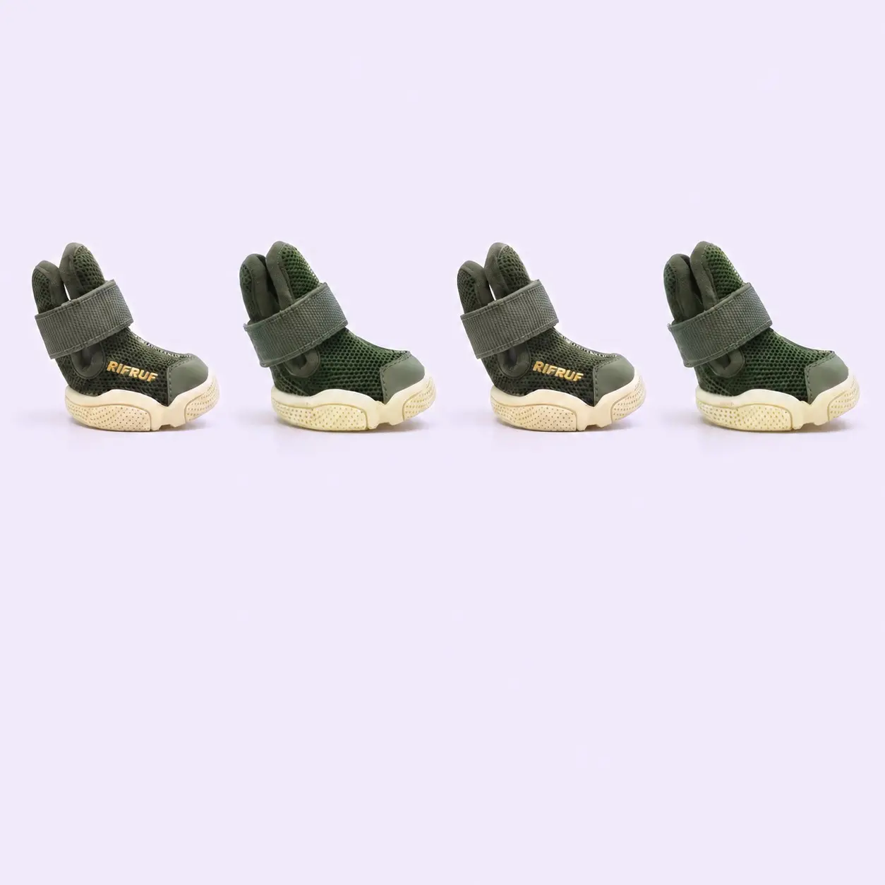 RIFRUF Caesar 1 Dog Boots, Set of 4, Functional Small-Large Dog Paw Protectors, All-Season Mesh Fabric Shoes, Water-Resistant, Anti-Slip Sole, Hot Pavement & Winter Salt Protection
