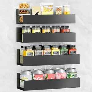 2 Pack-4 Pack Magnetic Spice Rack Organizer - Dark Gray Fridge & Oven Storage Rack for Refrigerator