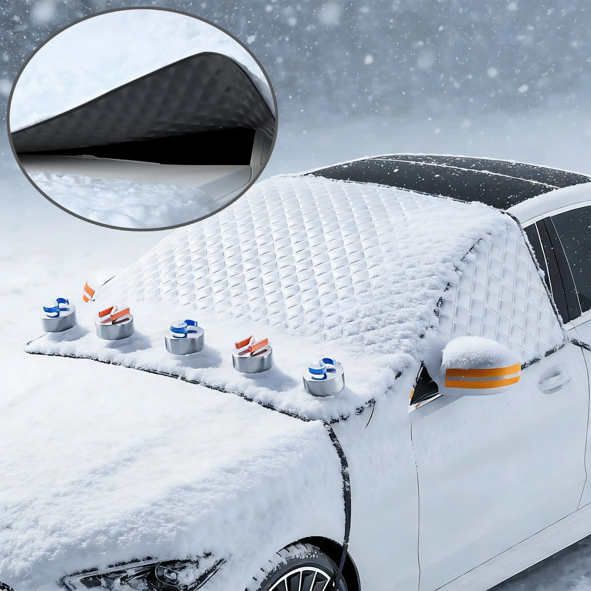 Magnetic Snow Cover for Car Windshield, Windscreen Shade Cover, Thickened Antifreeze Sunshade, Heat and Snow Protection, Durable Winter Accessory Enlarged Cover 90"x47" inch