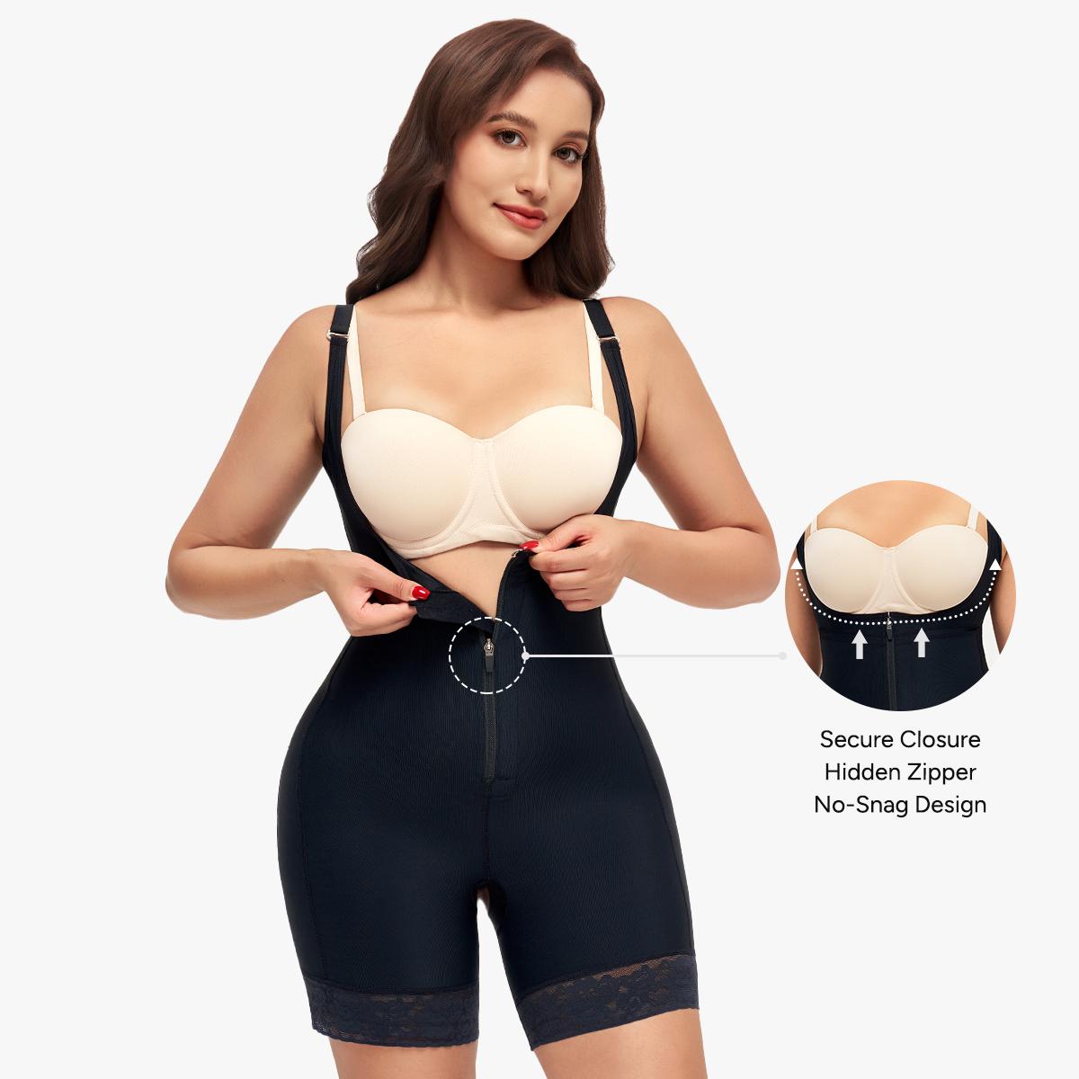【LIVE】Nebility Women's High Waisted Lace Shapewear Bodysuit Tummy Control Postpartum Support Butt Lifter for Snatched Waist Basic Compression Black