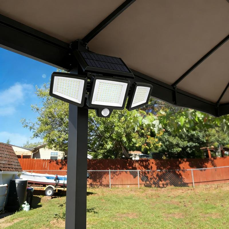 2500LM Motion Sensor Solar Outdoor Lights 210LED 3 Heads IP65 Waterproof 270° Wide Angle 3 Modes