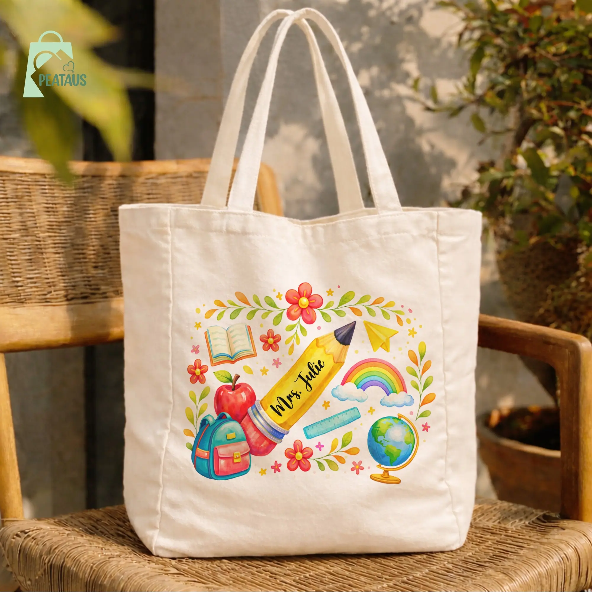 Custom Teacher 10oz Tote Bag, Teacher Gift Bag, Teacher Appreciation Gifts, Teacher Bags, Teacher Gift, School Spirit Tote Bag,Back to School Bag