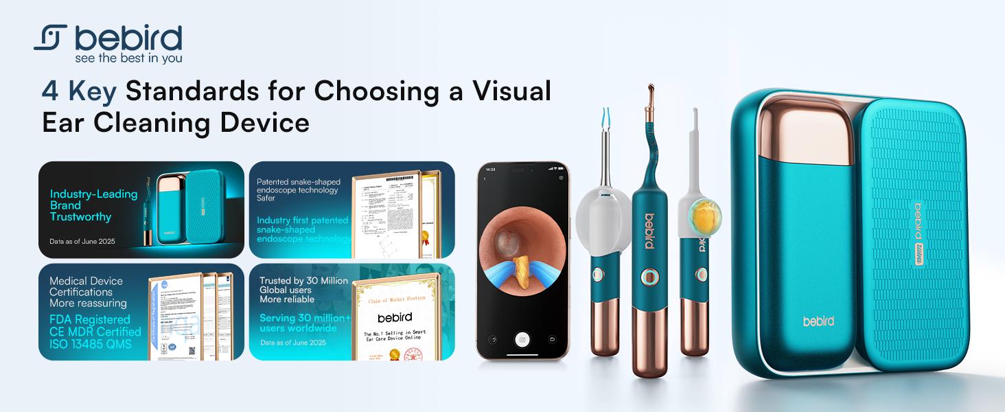 【Theatrical-Grade】Bebird Earsight Ultra Ear Wax Removal Tool , Ear Cleaner with Flexible Ear Camera Otoscope, Painless Visual Ear Pick Tweezers, Visual Scope Earwax Cleaning Dropper, Ear Cleaning Kit for Family