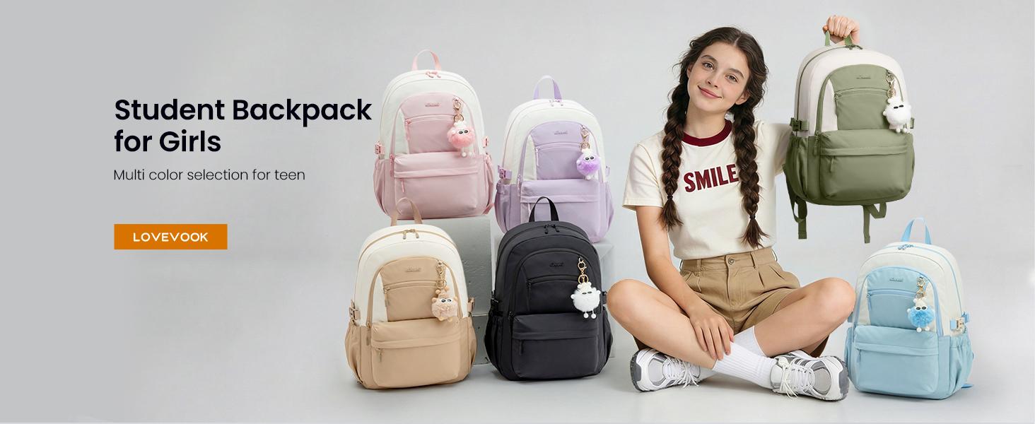 LOVEVOOK School Backpack for Teen Girls & Women, 35L Large Laptop Backpack with 40oz Water Bottle Pocket, Waterproof Cute College Bookbag, Student Backpack for Middle High School Travel Work