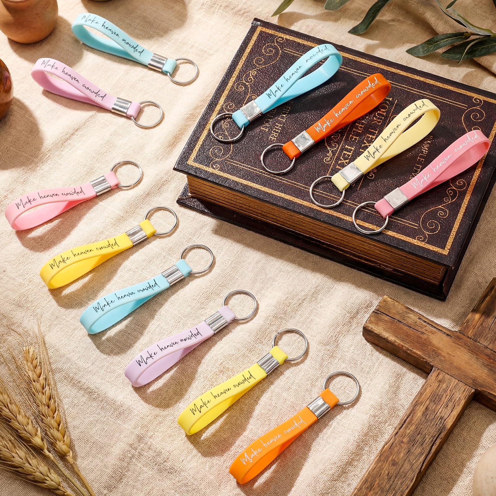 24 Set Easter Make Heaven Crowded Keychains with Inspirational Card Christian Trendy Keychains Wristlet Bible Verse Keychain for Family Friends Church Pastor Clergy Easter Gift Easter Basket Stuffers Fillers