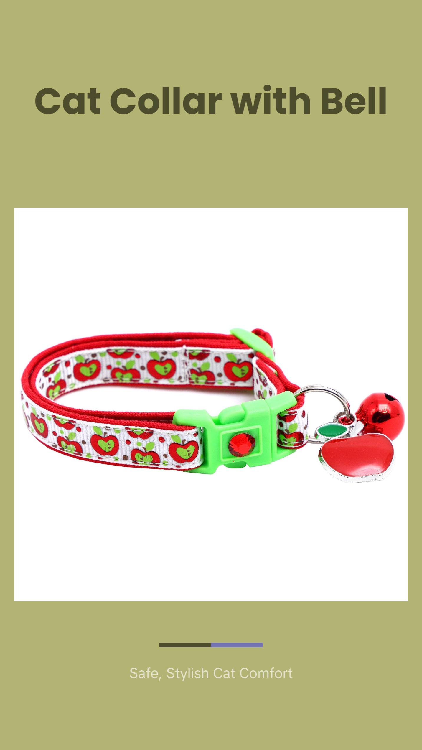 Colorful Red and Green Apples on White Safety Breakaway Cat Collar with Jingle Bell & Charm by Pugs2Persians Harvest Teacher