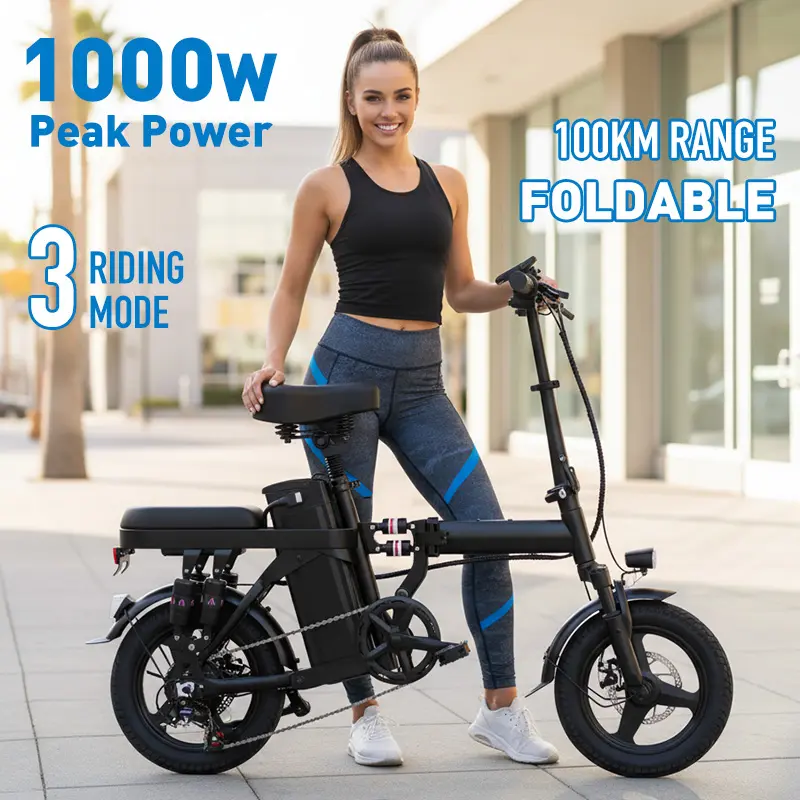 Adult Folding Commuter Ebike, 500W All-Terrain Electric Bicycle with 48V 15Ah Battery, 14-Level Suspension, Dual Disc Brakes, UL2849 Certified, Folding Commuter Bicycle, Outdoor Stuff For Adults, Long Journeys, 450 To 549 W, Rechargeable, 500W Motor, Urba