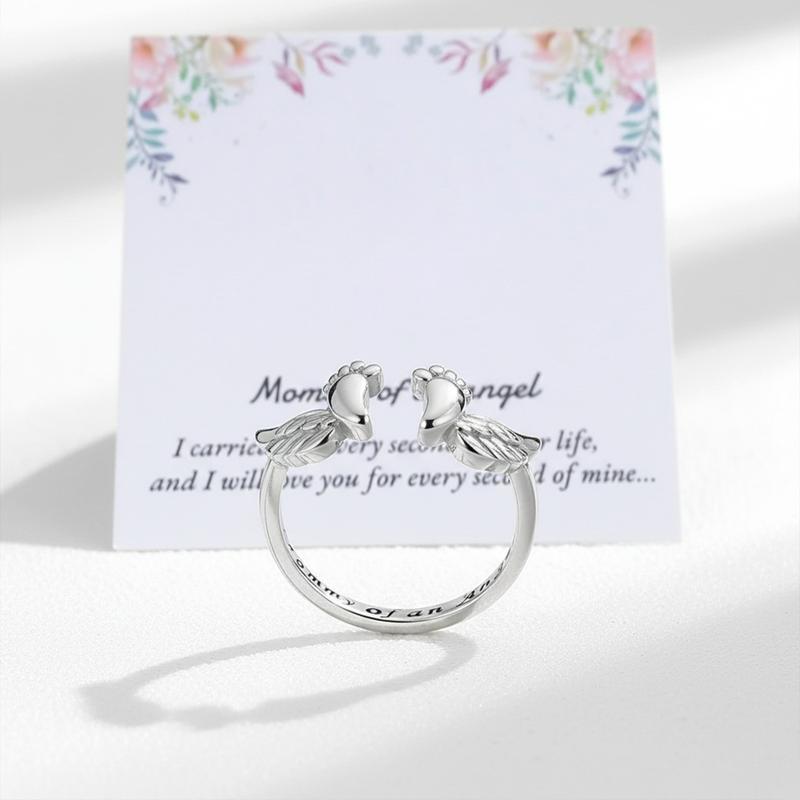 Adjustable Letter & Wing Ring | Personalized Angel Cuff Ring for Daily Wear