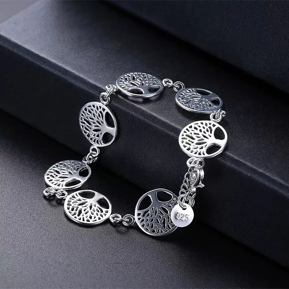 【Freeship】Bracelet Tree For Her 7,5`` Inches S925 Fine Silver Plated