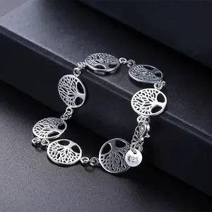 【Freeship】Bracelet Tree For Her 7,5`` Inches S925 Fine Silver Plated
