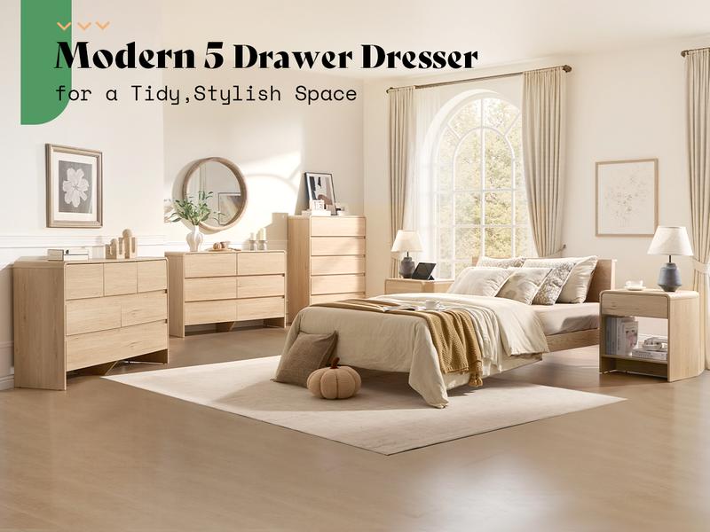 AMERLIFE 5/6/7 Drawer Dresser for Bedroom, Modern Chest of Storage Drawers with Rounded Corners, Cabinet Organizer for Closet, Apartment, Nursery/Best Gift Ideas/Christmas Gifts