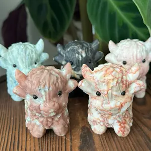 Medium Highland cow crystal stone carvings