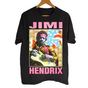 Jimi Hendrix Retro Psychedelic Vibe Unisex T-Shirt, Soft Cotton Graphic Tee YG040306