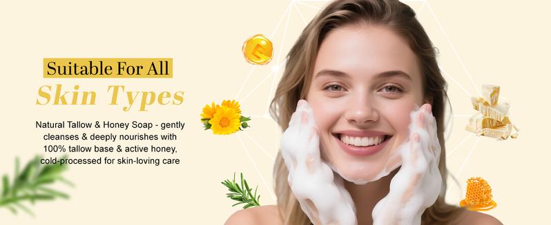 ISTON 3-Pack Handmade Tallow & Honey Soap,9.6OZ – Unscented, Orange, Lavender – 100% Grass-Fed Tallow – Natural Skincare for Sensitive Skin, Acne, Eczema, Inflammation, Baby Soap Gentle Clean & Nourish,New Year's gifts