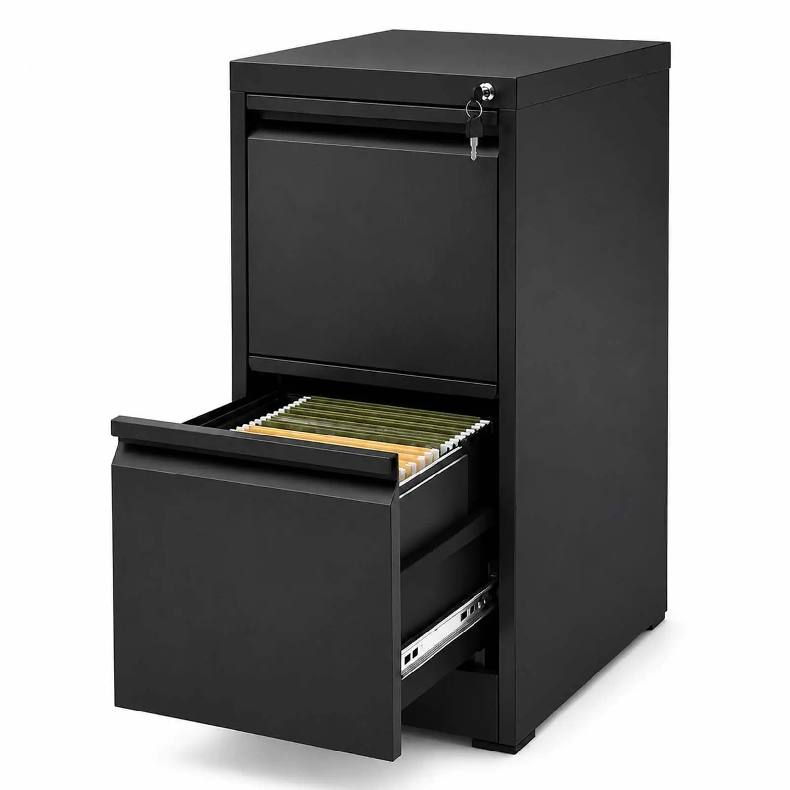 Garvee Double Drawer Lockable Filing Cabinet, Metal Storage Cabinet for Home Office, Steel Drawer Organizer, Secure Document Storage, Letter Legal A4 Files, Compact, Smooth Sliding