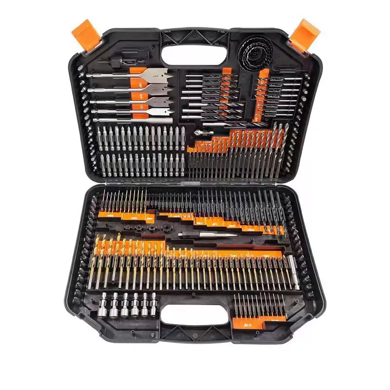 246PCS HSS Titanium-Coated Comprehensive Drill Bit & Screw Driving Combo Kit, for Metal, Wood, Cement, with Organized Storage Case