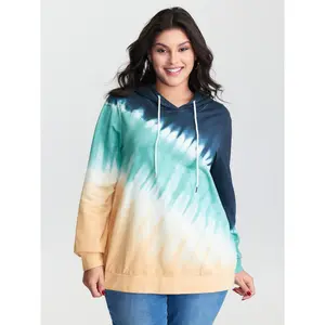 【Hooded & Cozy】Bloomchic Cotton Tie-Dye Drawstring Hoodie Fit Long Sleeve Swimweek