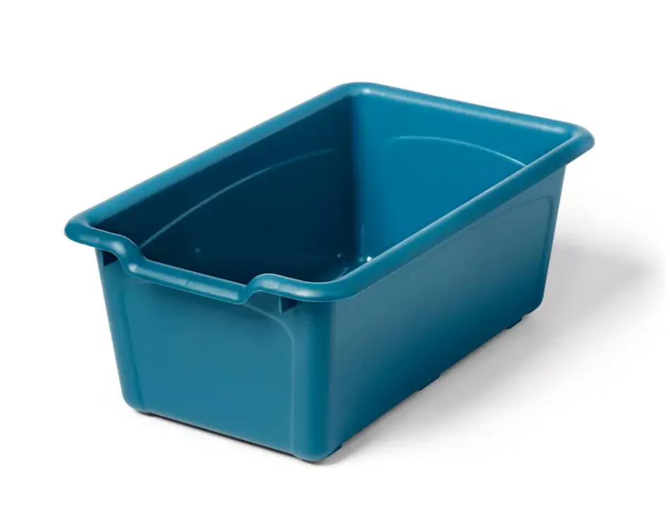 Deep Sea Blue Collapsible Cubby Storage Bin, Decorative Fabric Cube Organizer, Multi-Purpose Storage Basket for Teacher Classroom Supplies