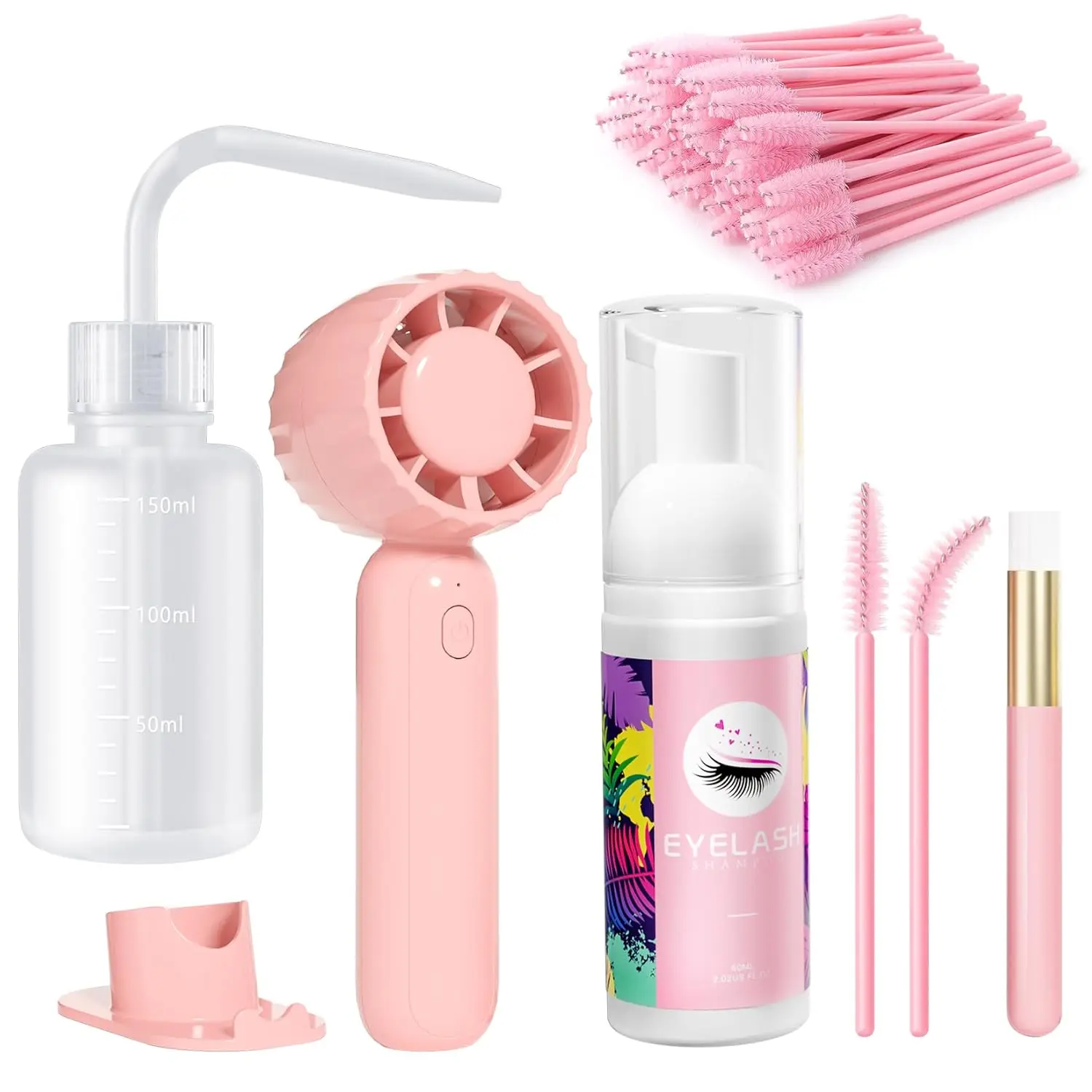 Halloween Fall Gift  Lash Cleaning Kit  | 60ML Lash Shampoo with Fan Dryer, Mascara Brush & Cleansing Foam | Perfect Eyelash Extension Care Set