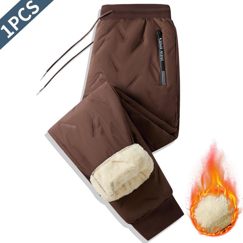 Men's Winter Warm Pants - Thick Sweatpants for Cold Weather with Drawstring Waistband, Non-Stretch Fabric, Suitable for Workouts, Running, and Everyday Wear - Straight-Leg Style with Pockets on Both Sides - Versatile Autumn and Winter Pants for Men