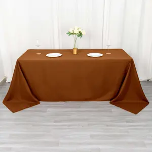 Polyester Rectangle Tablecloth 90"x132" Cinnamon Brown with Seamless Finish