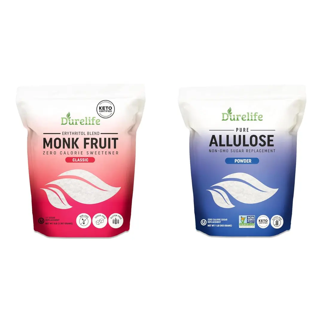 Durelife Monk Fruit Sweetener 5 lb and Classic Durelife Allulose sweetener, 1 lb