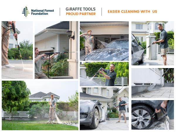 Giraffe Tools Grandfalls Retractable Pressure Washer G20 2400 PSI 2.0 GPM with 65FT Hose Reel, 4 Nozzles for Floor, Cars, Patios & More