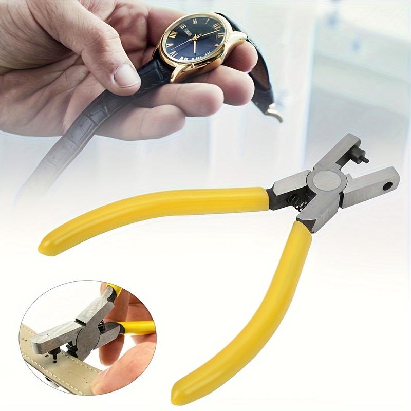 1pc Tungsten Steel Leather Hole Punch Pliers, 2.0mm Universal Hand Strap Punch Tool for Watch Bands, Belts, Dog Collars, DIY Crafts - Yellow