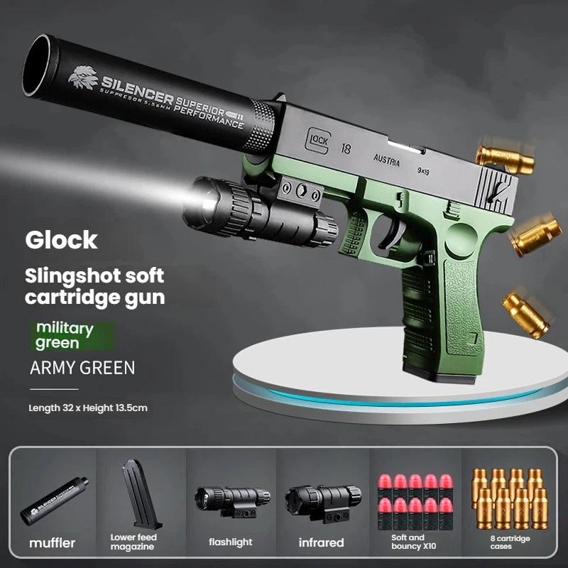 2026 Viral Glock & 1911 Shell-Ejecting Soft Bullet Toy Gun | Manual Blaster Pistol Model | Fun Collectible Hobby Toy for Kids | Safe Launch Play  Kids Collectible Hobby Toy Realistic Pistol Model | Kids Collectible Hobby Gun Toy