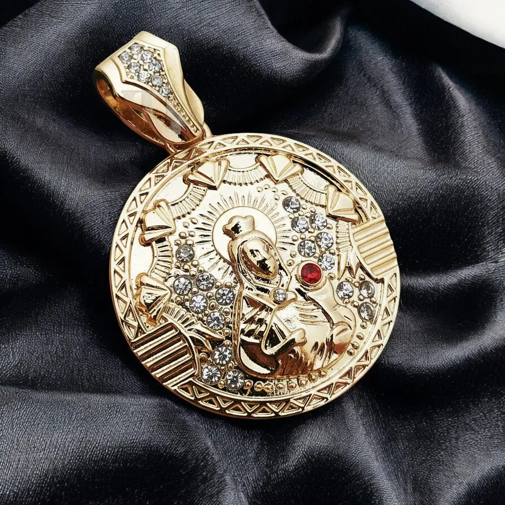 MaxBling81 38mm Iced Out Cross Pendant, Gold-Plated Unisex Hip Hop Celebrity Style Charm with Cubic Zirconia, Religious Costume Jewelry Necklace for Casual Daily Wear