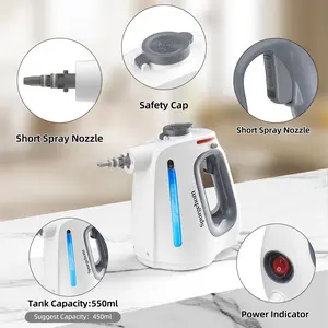 Spurgehom 550ML Large Capacity Handheld Steam Cleaner - Multi-Surface Steamer with 11-Pc Tools & Safety Lock for Efficient Cleaning of Floors, Upholstery, Car Interiors & Home Surfaces