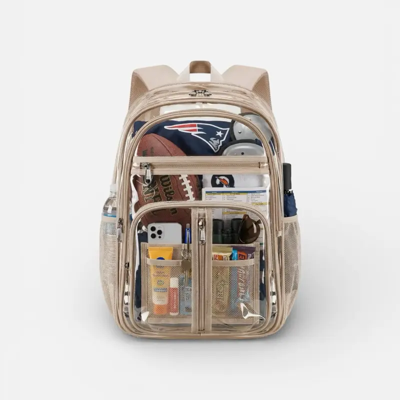 TPU Clear Backpack Heavy Duty for Stadium Travel School Unisex Adult Multi-Pocket Reinforced Stitching 18 Inches